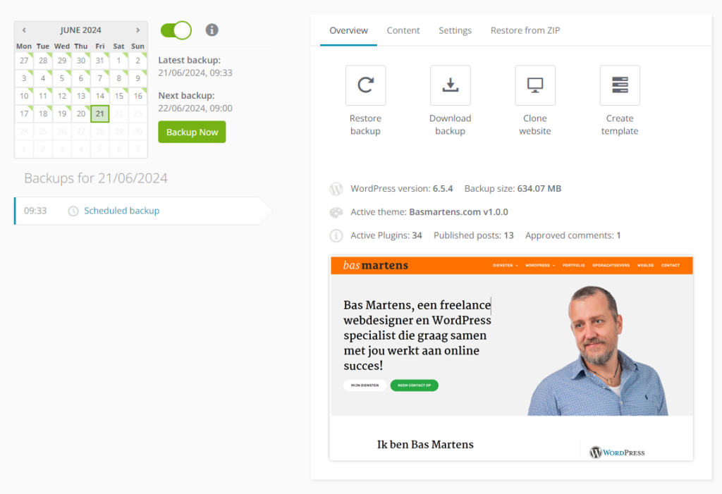 Backups WordPress Onderhoud