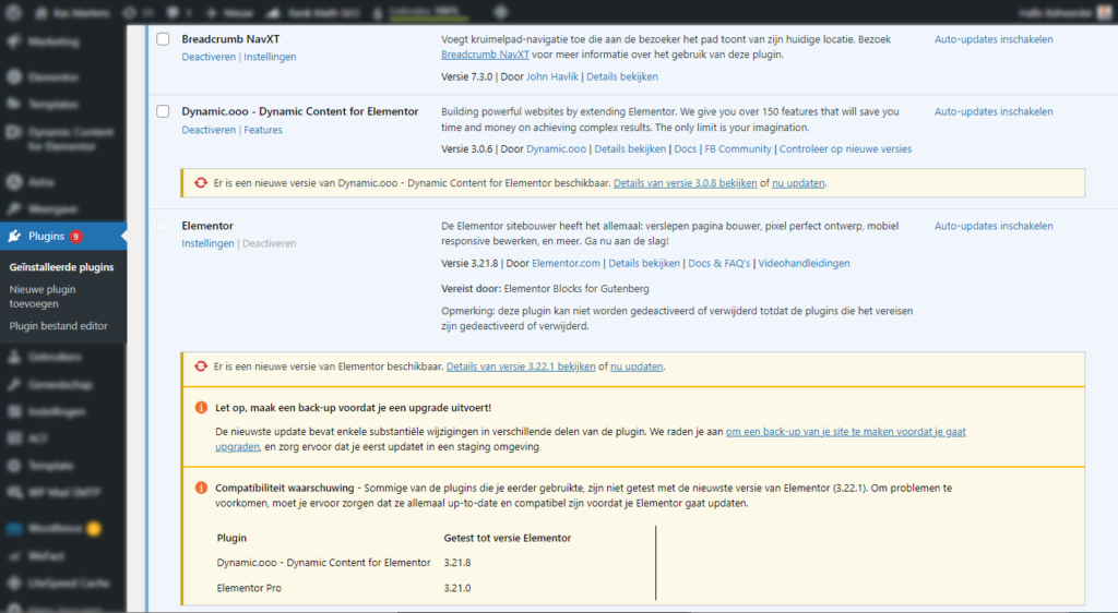 WordPress Onderhoud Plugin Updates